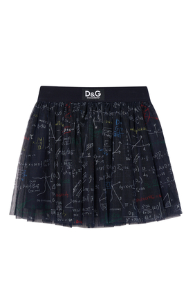 Algebra-Print Tulle Skirt